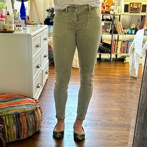 Liverpool Los Angeles skinny cargo jeans, light sage green color
